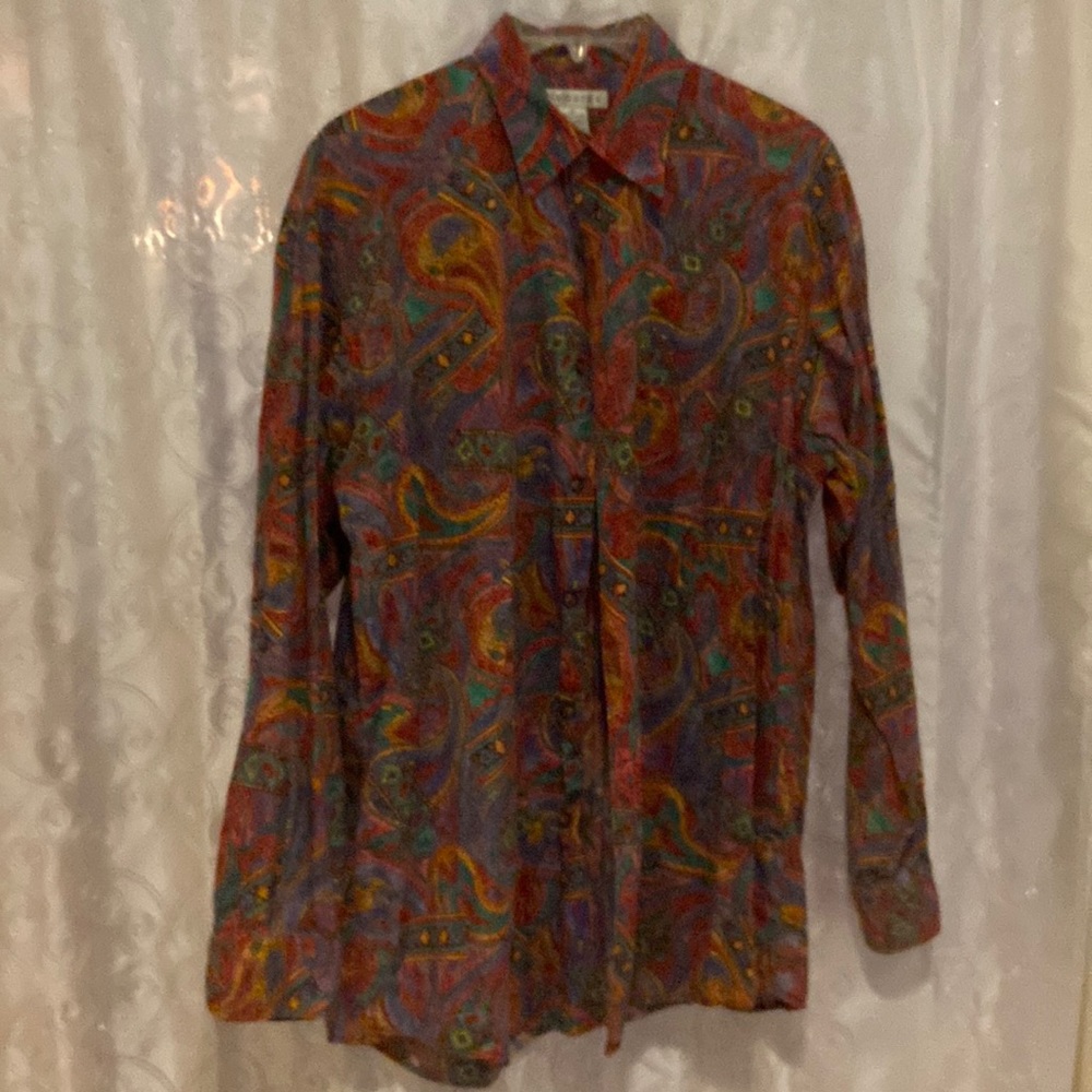 Claiborne Southwest Pattern Women’s Button Down Top Size Medium 🔥